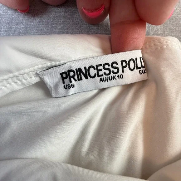 Princess Polly Cream Strapless Tube Top Fold Over Neckline Side Slits US 6 - Picture 4 of 5